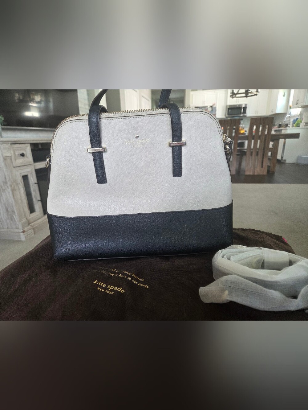Kate Spade Cedar Street Maise Satchel - Black & Cream COLORBLOCK w/ NEW Strap!